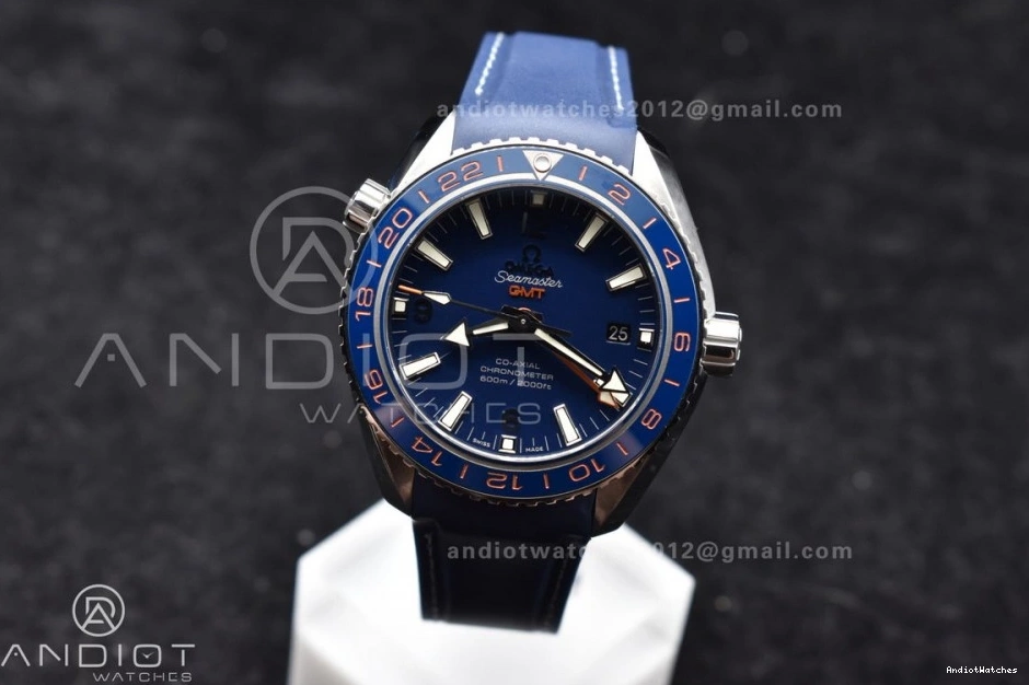 1009 A8605 Edition Clone Blue Best Ceramic VSF Dial 1:1 Blue GMT Strap Ocean 600M Planet Bezel on Rubber Super Trendsetting Co-Axial 43.5mm 0403